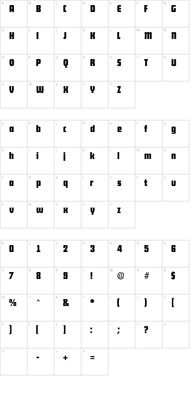 Shylock Bold character map