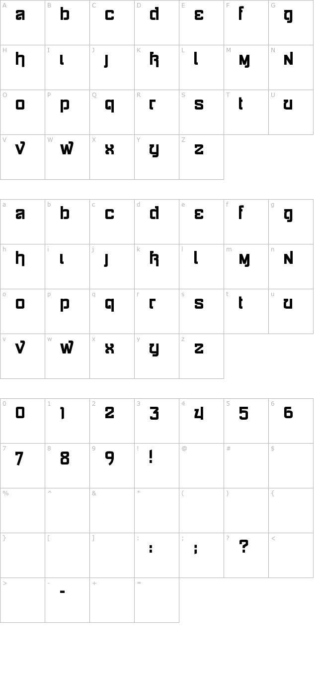 Siamese Katsong character map