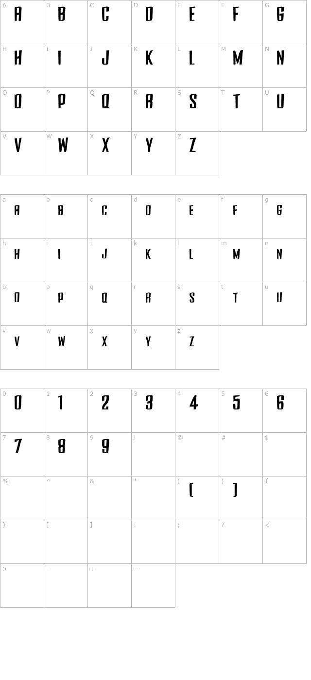 side-winder-srb- character map