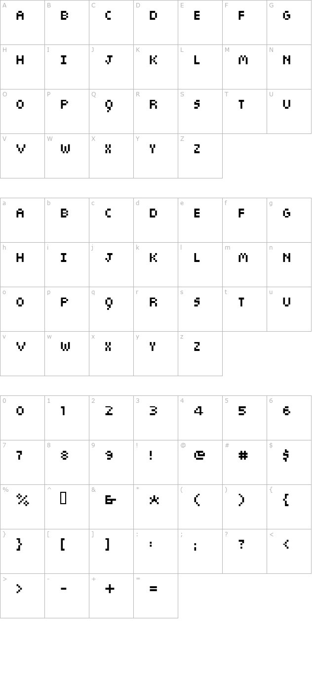 sieben character map