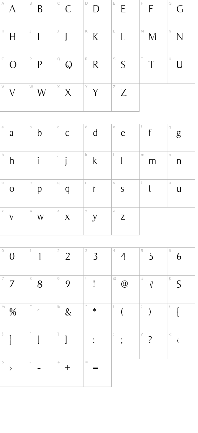 Sigvar-Serial-ExtraLight-Regular character map