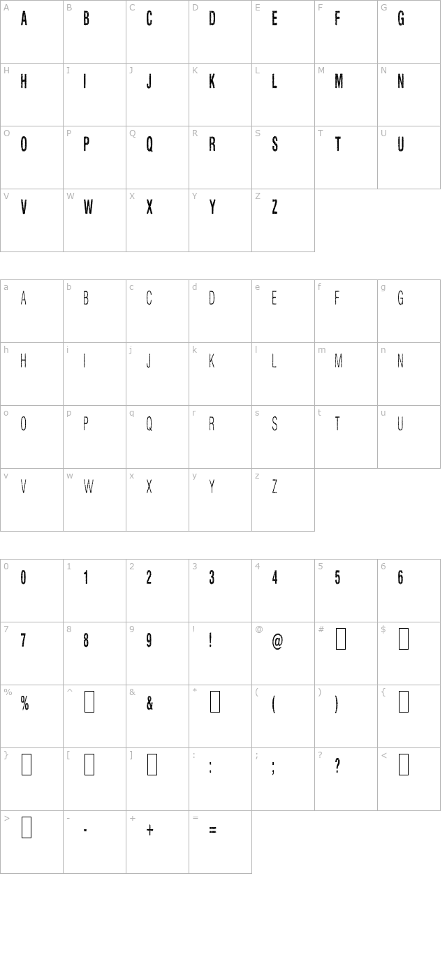 Silent Hell of Cheryl Condensed character map