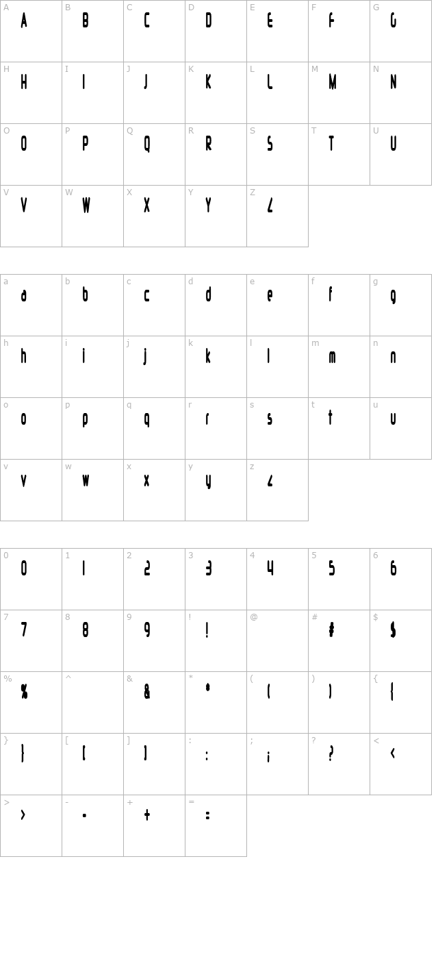 Silicon Carne character map