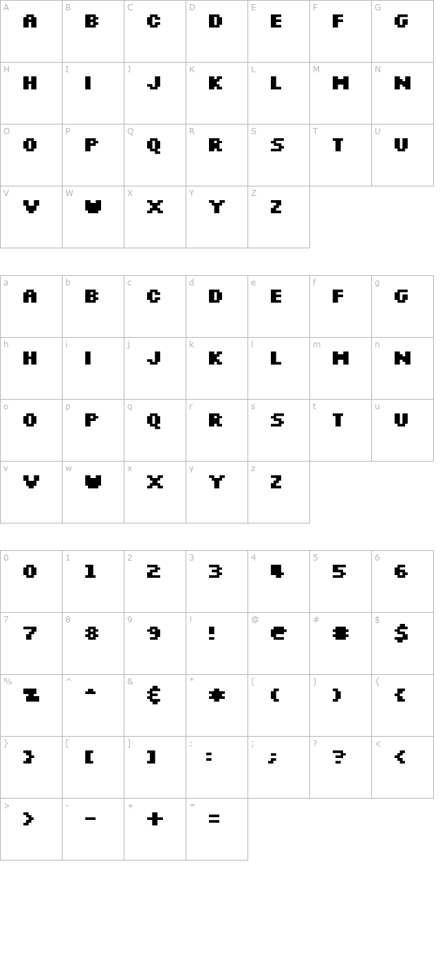 Silkscreen Bold character map