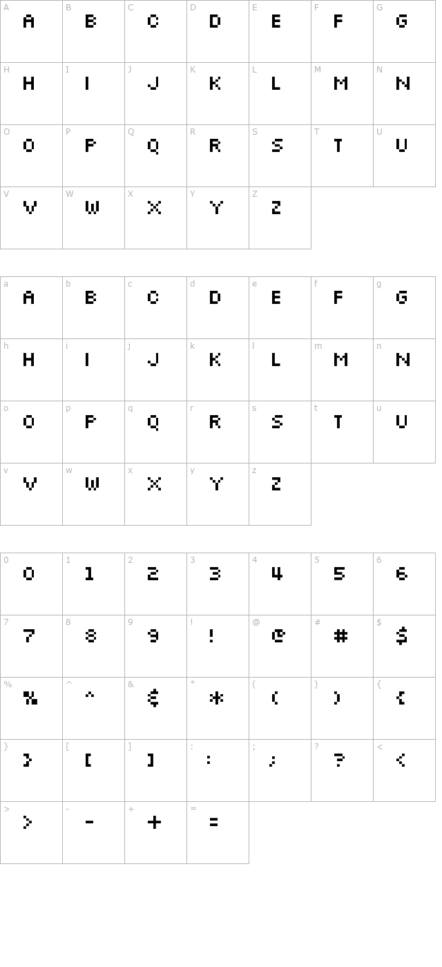 silkscreen-expanded character map