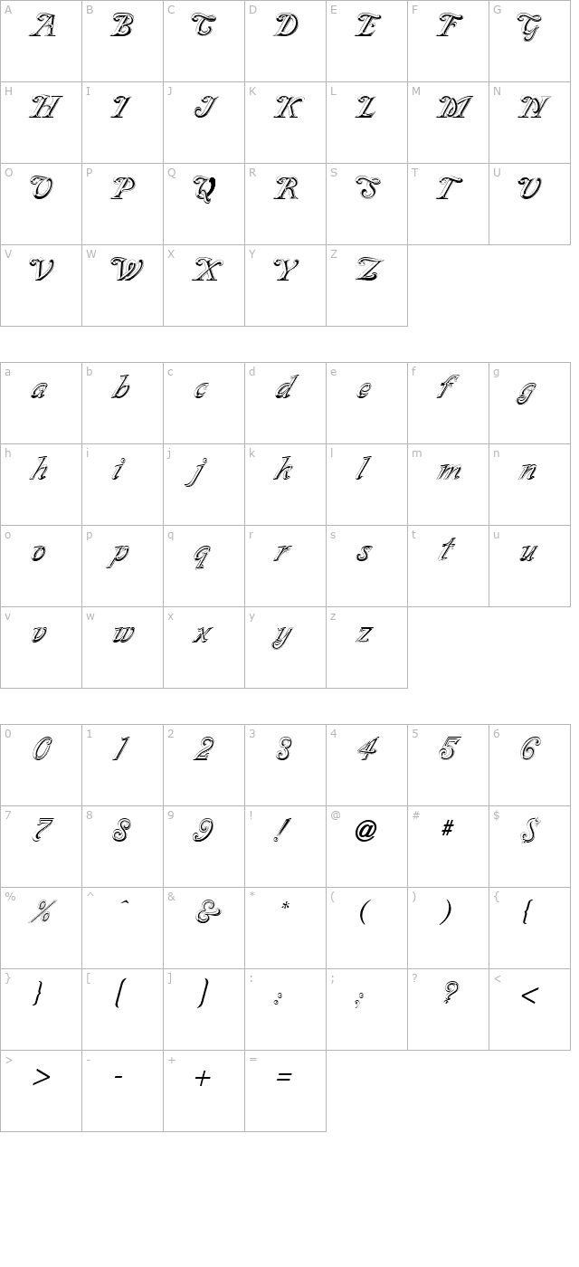 silverplate-regular character map