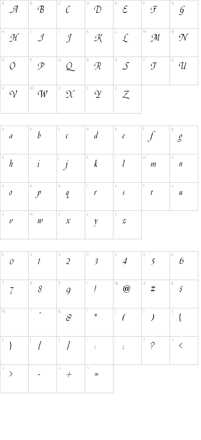 silverwoodswash-regular character map