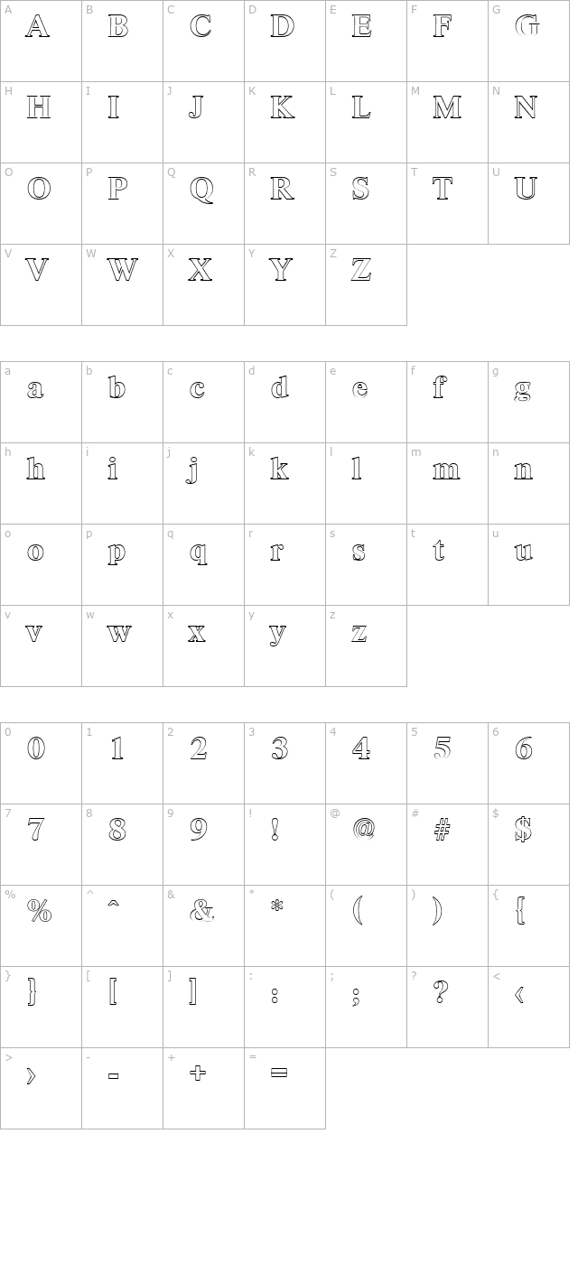 SimonBeckerOutline-Bold character map