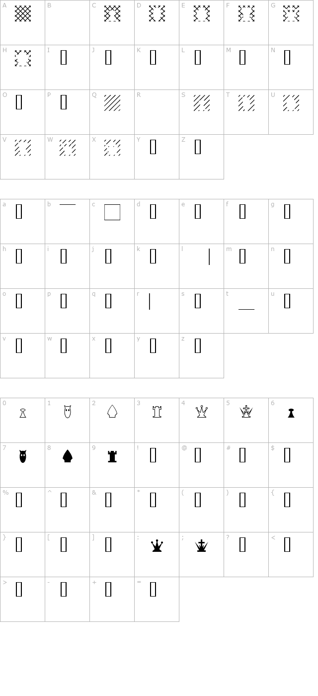 simplechessfont character map