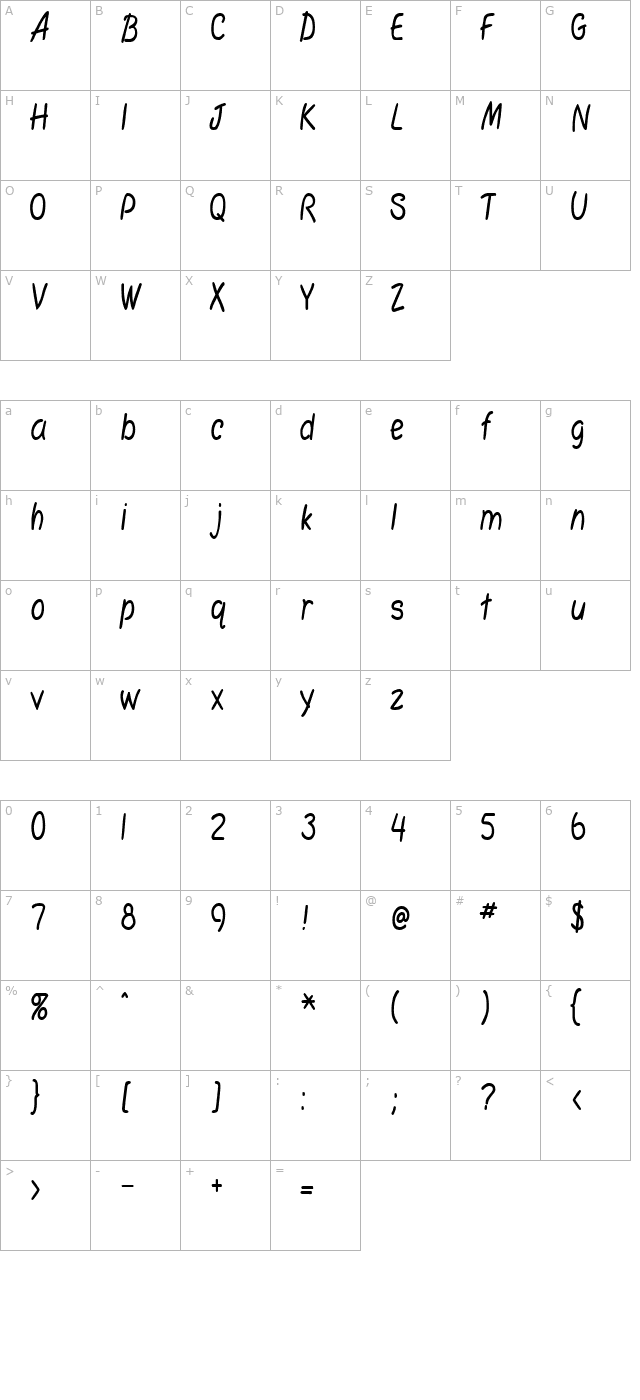 simplicitycondensed-bold character map