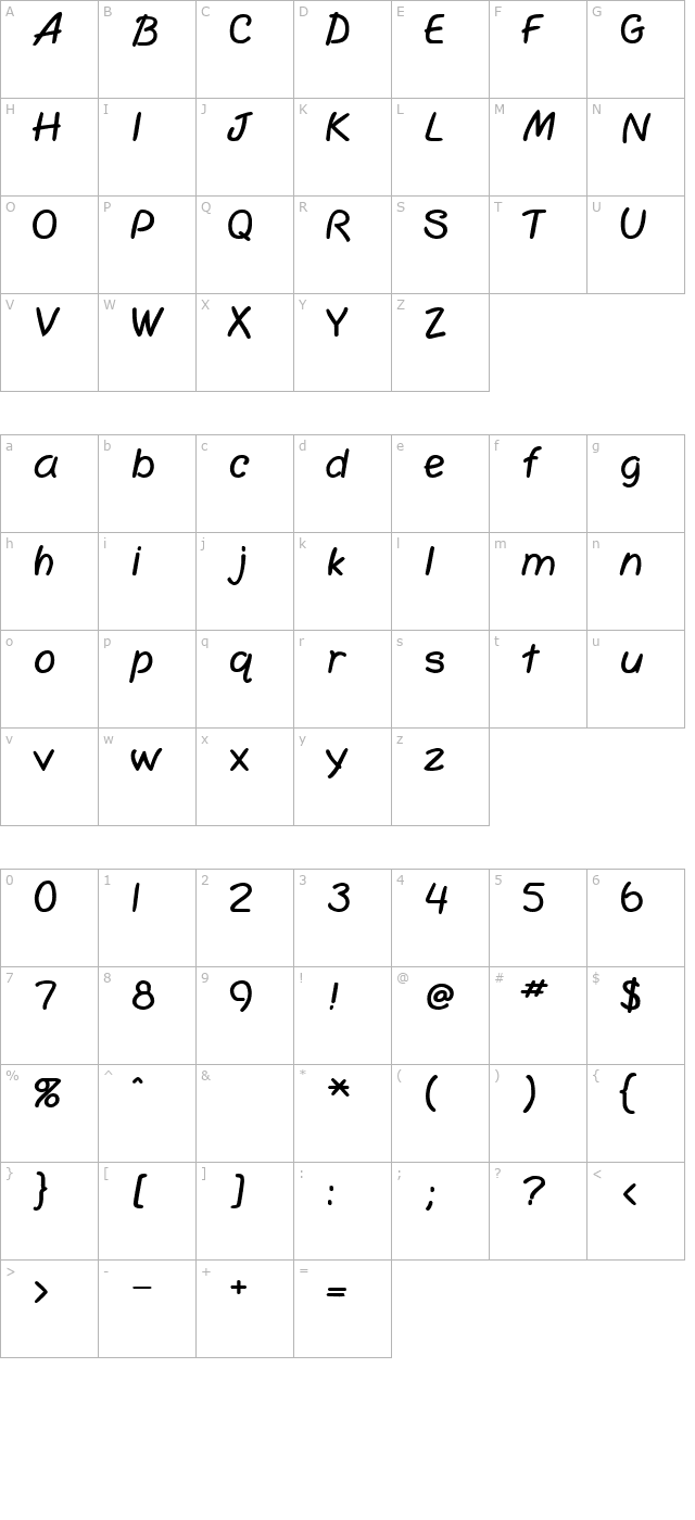 SimplicityExtraBold character map