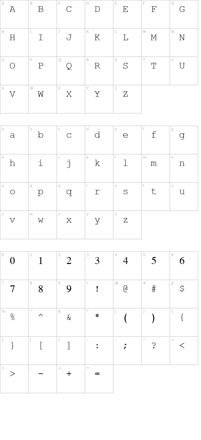 Simplified Arabic Fixed character map