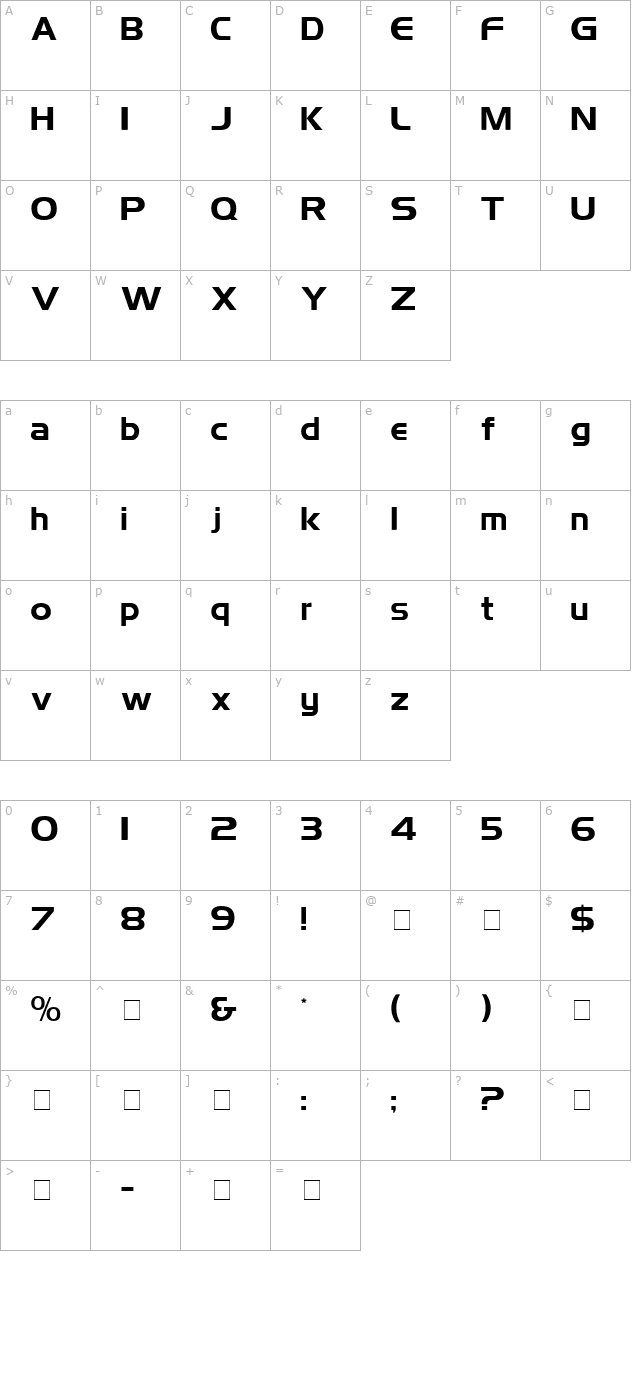 Simplix Display SSi character map