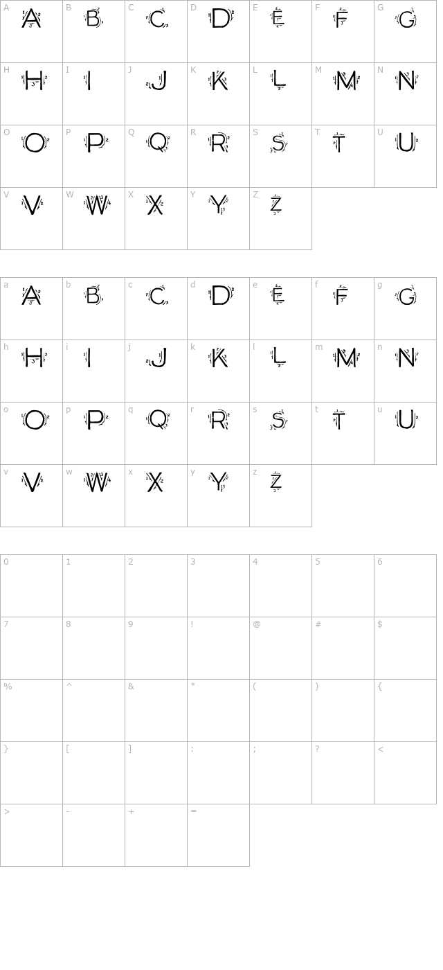 single-stroke character map