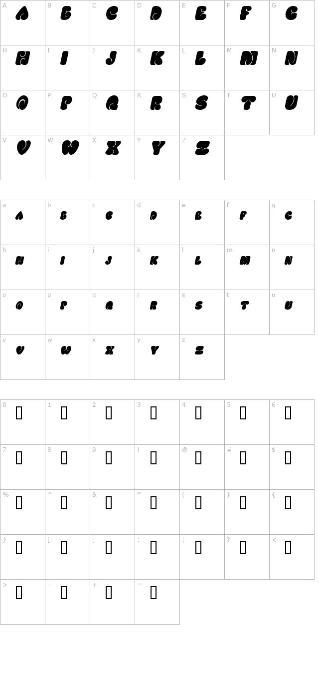 sixtiesvibe-oblique character map