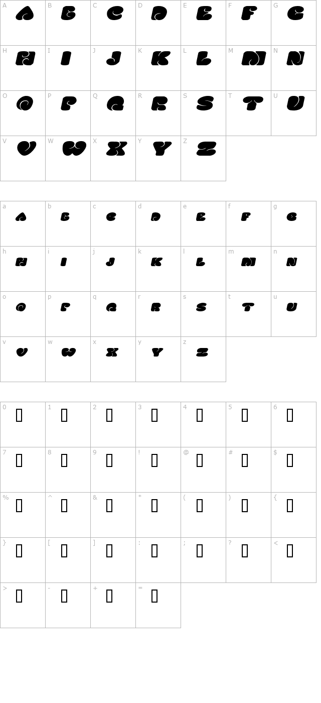 SixtiesVibeExtended Oblique character map