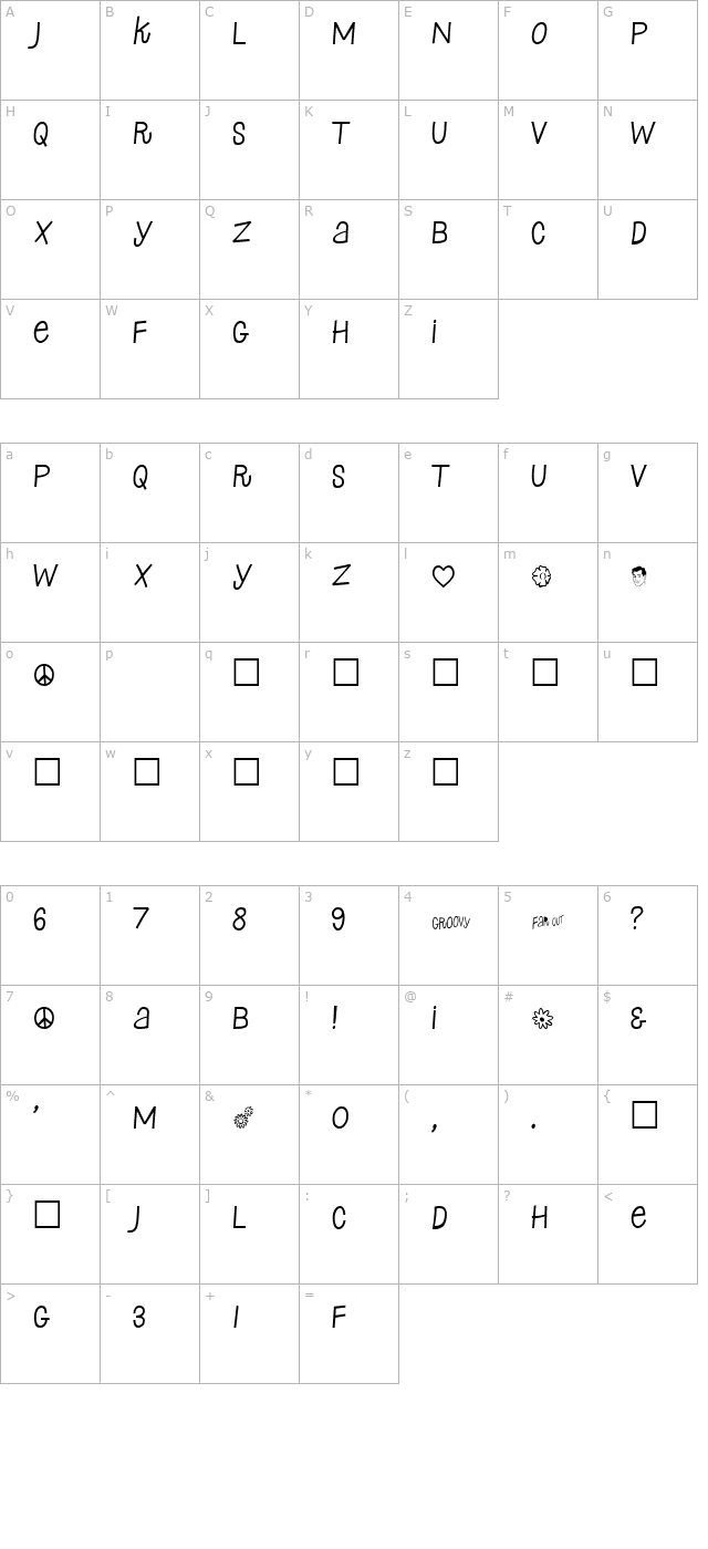 SixtySeven character map