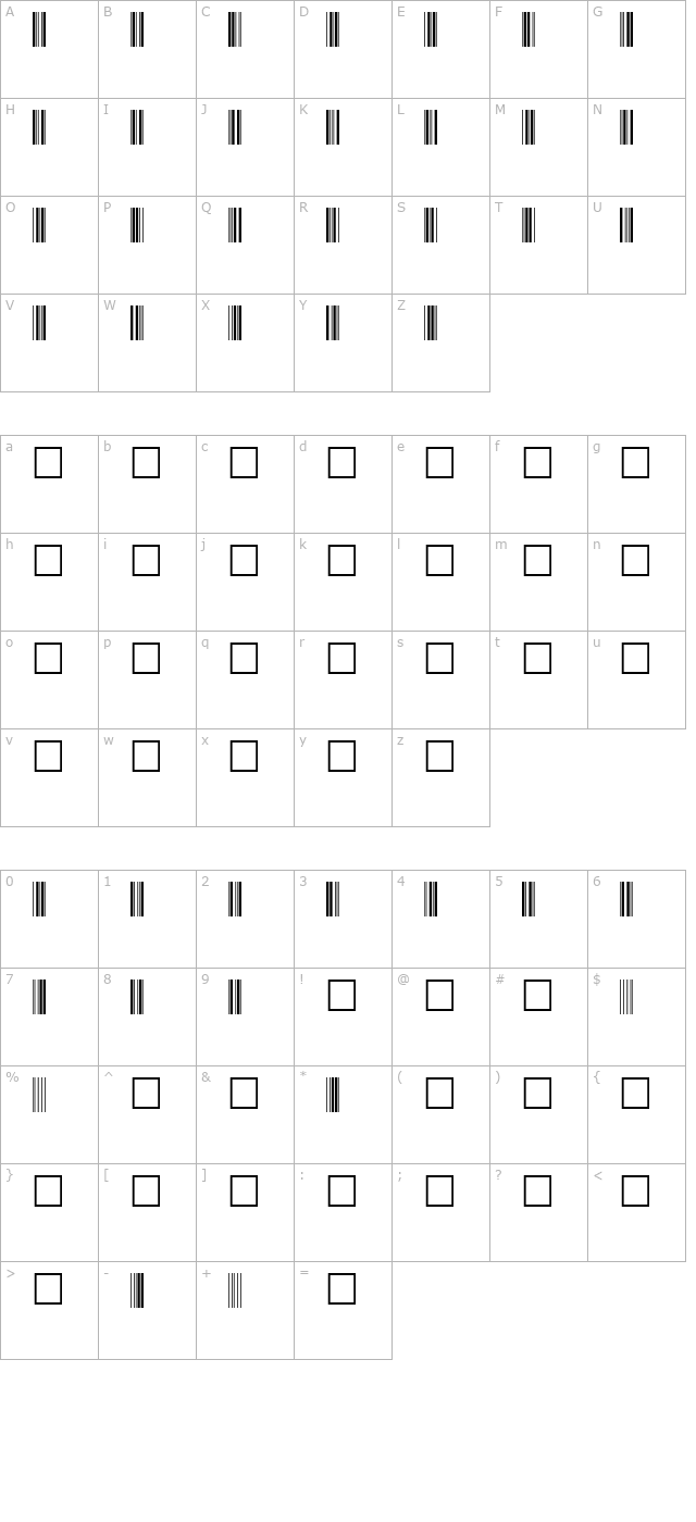 SKANDEMO Bar Code C39 character map