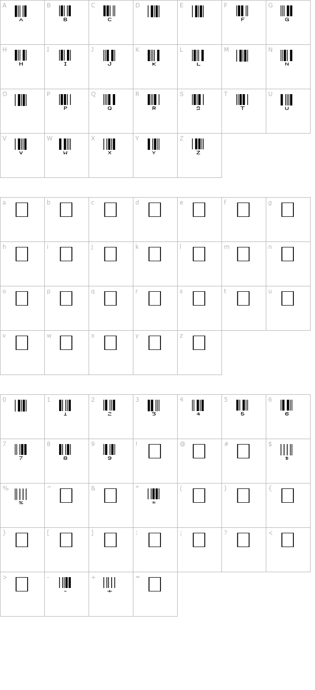 SKANDEMO R Bar Code C39 Wide character map