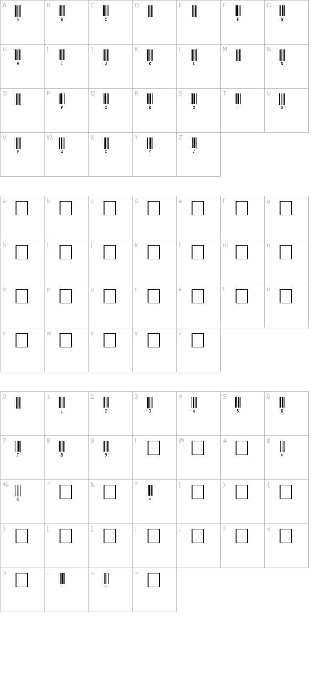 skandemo-r-bar-code-c39 character map