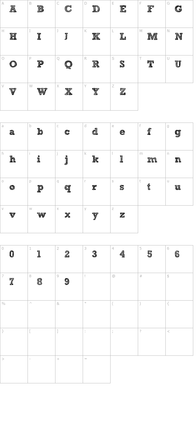 Sketch Block character map