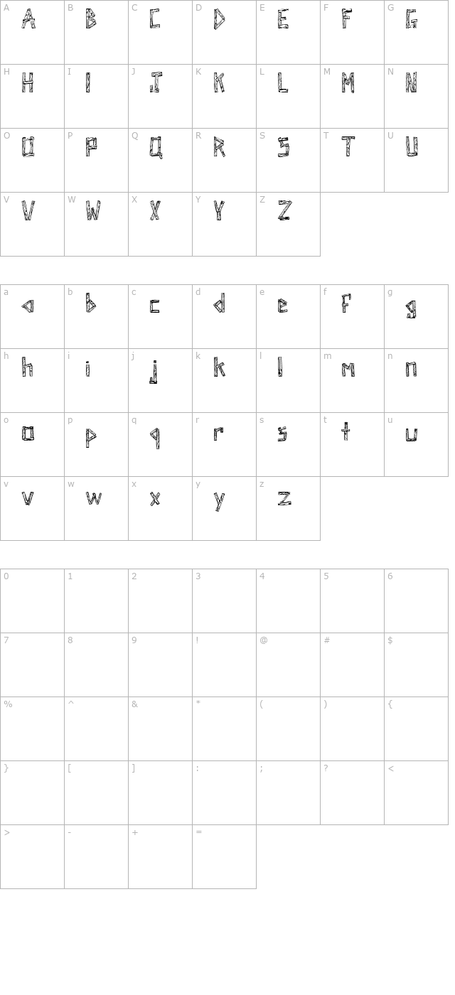 SketchBoards character map