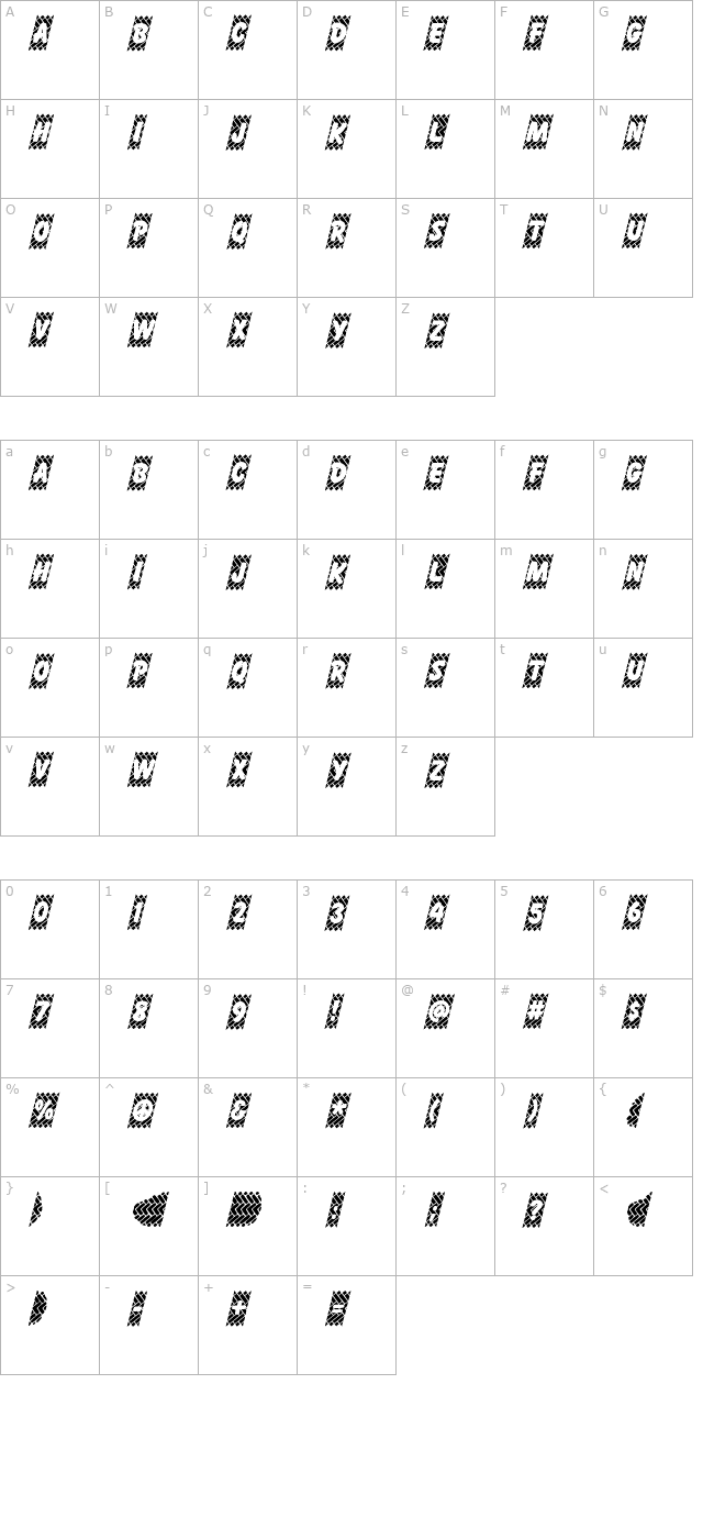 SkidzExtra character map