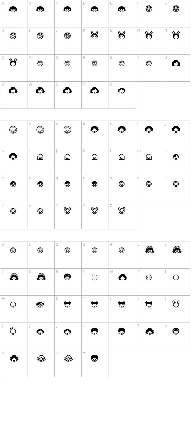 SkiPop! character map