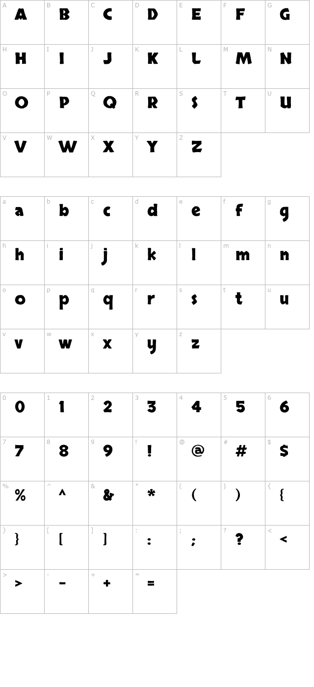 skranji-bold character map