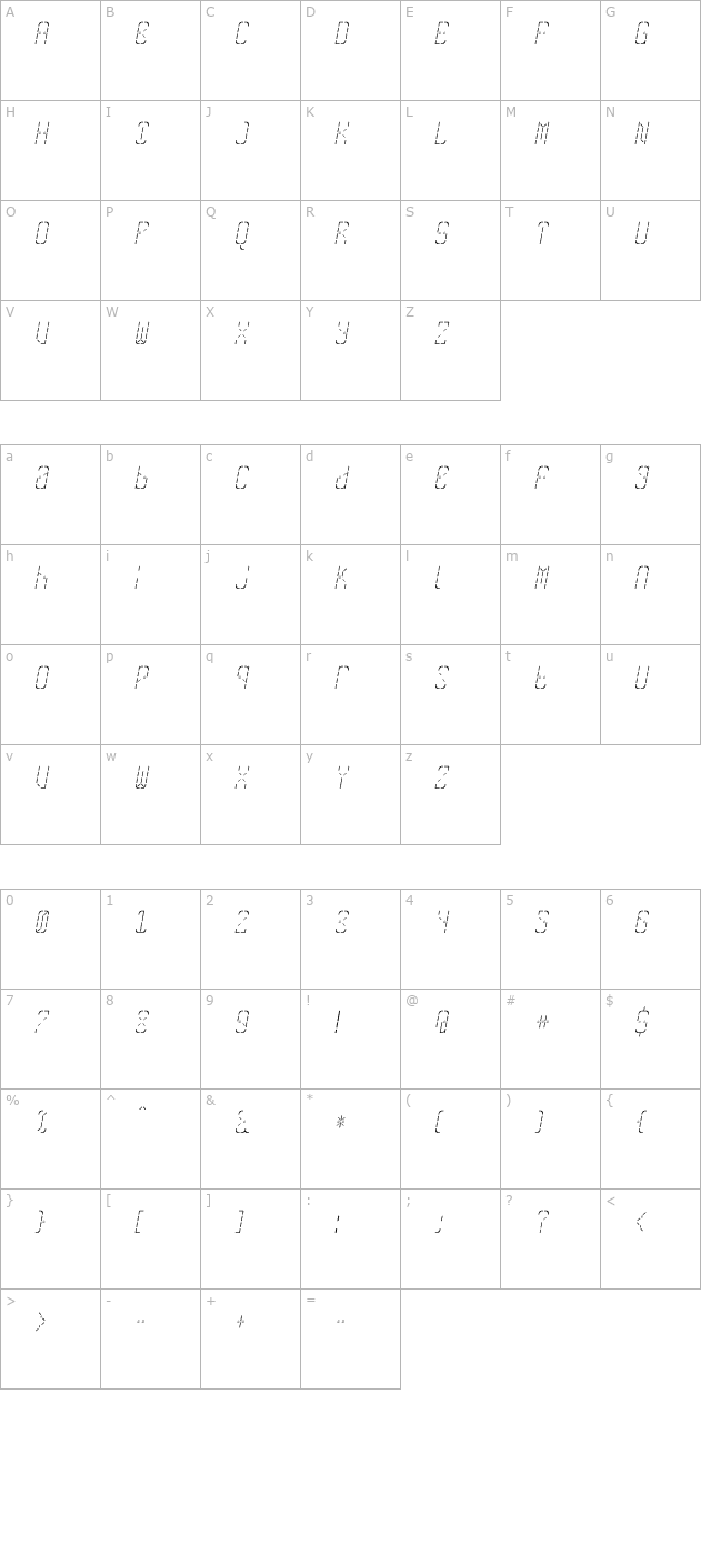 SkreanFine Oblique character map