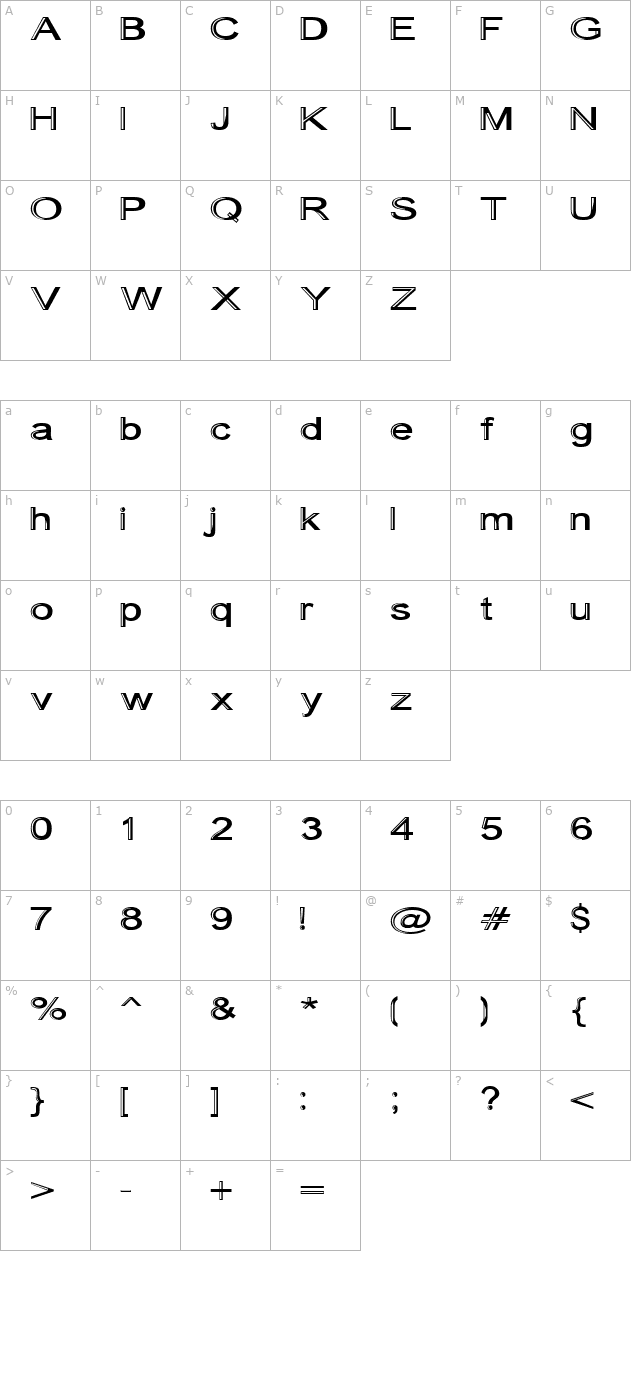 Skunkline character map