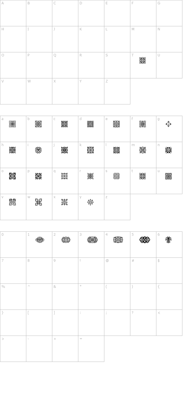 SL Square Ornaments character map