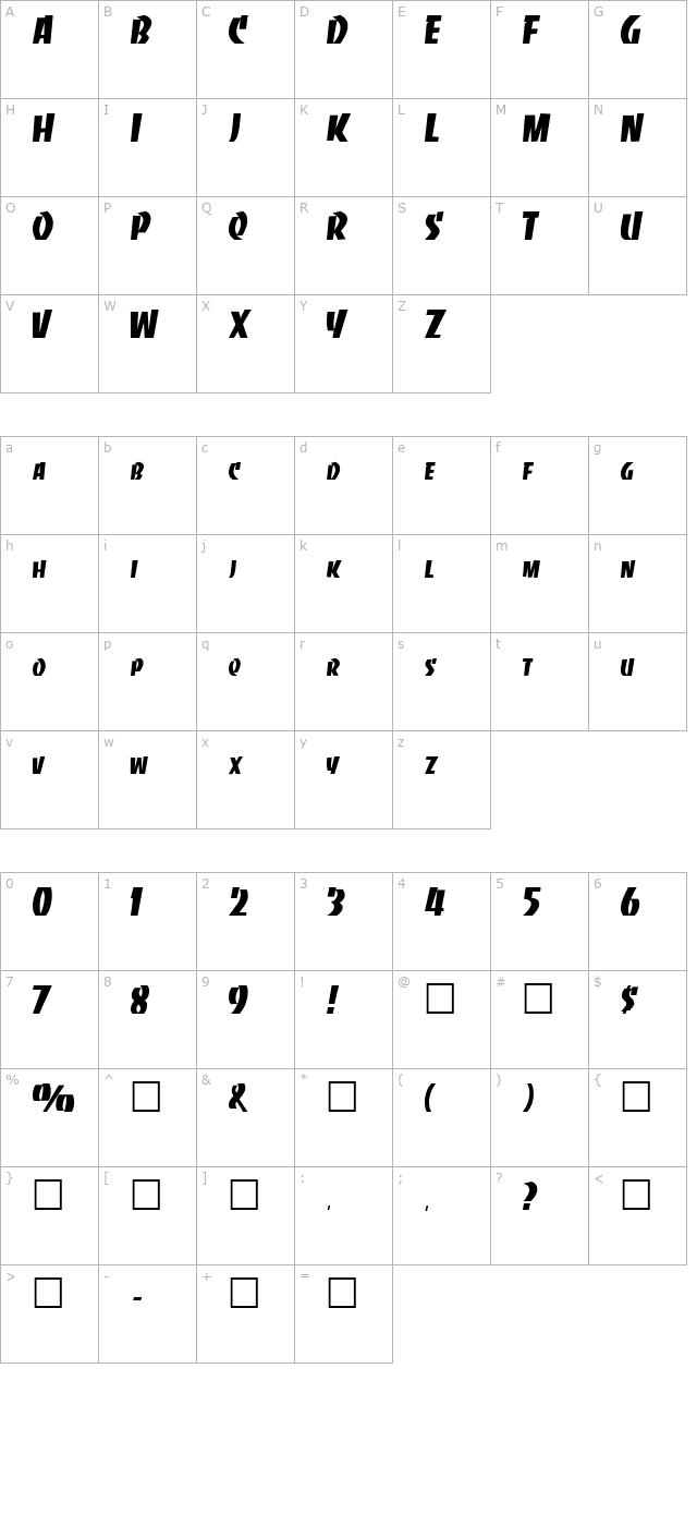 slabface-regular character map