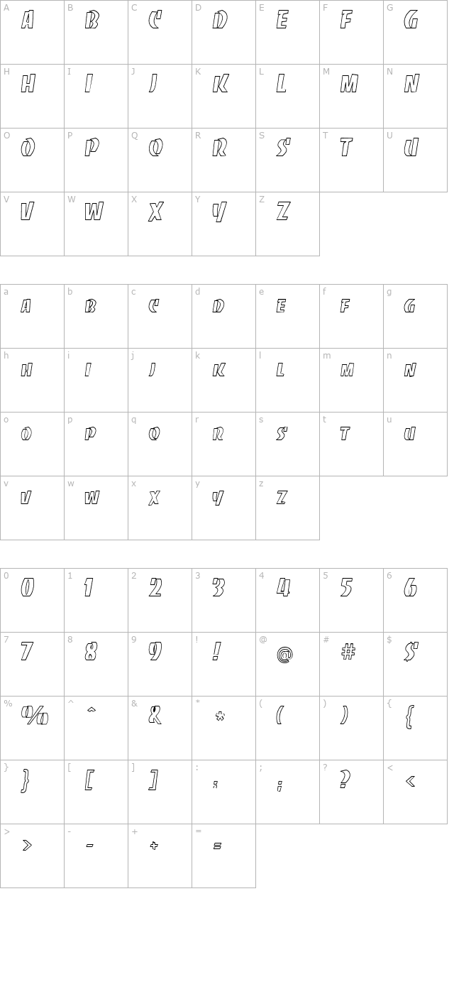 Slabout Becker character map