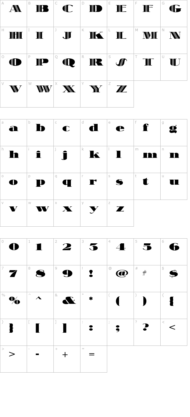 SlamBang Theater NF character map