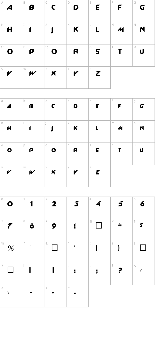 Slant character map