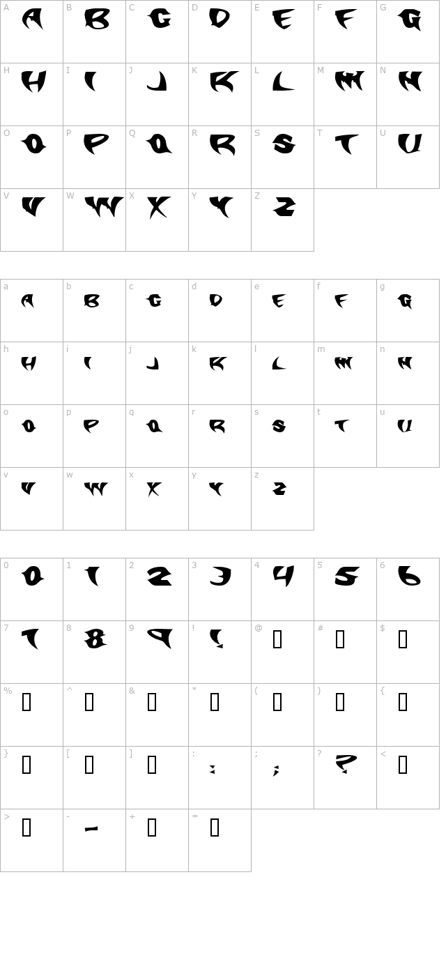 slasherextended-bold character map