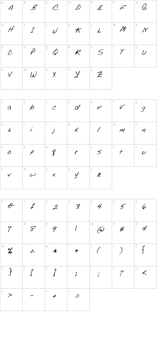 Slater Regular character map