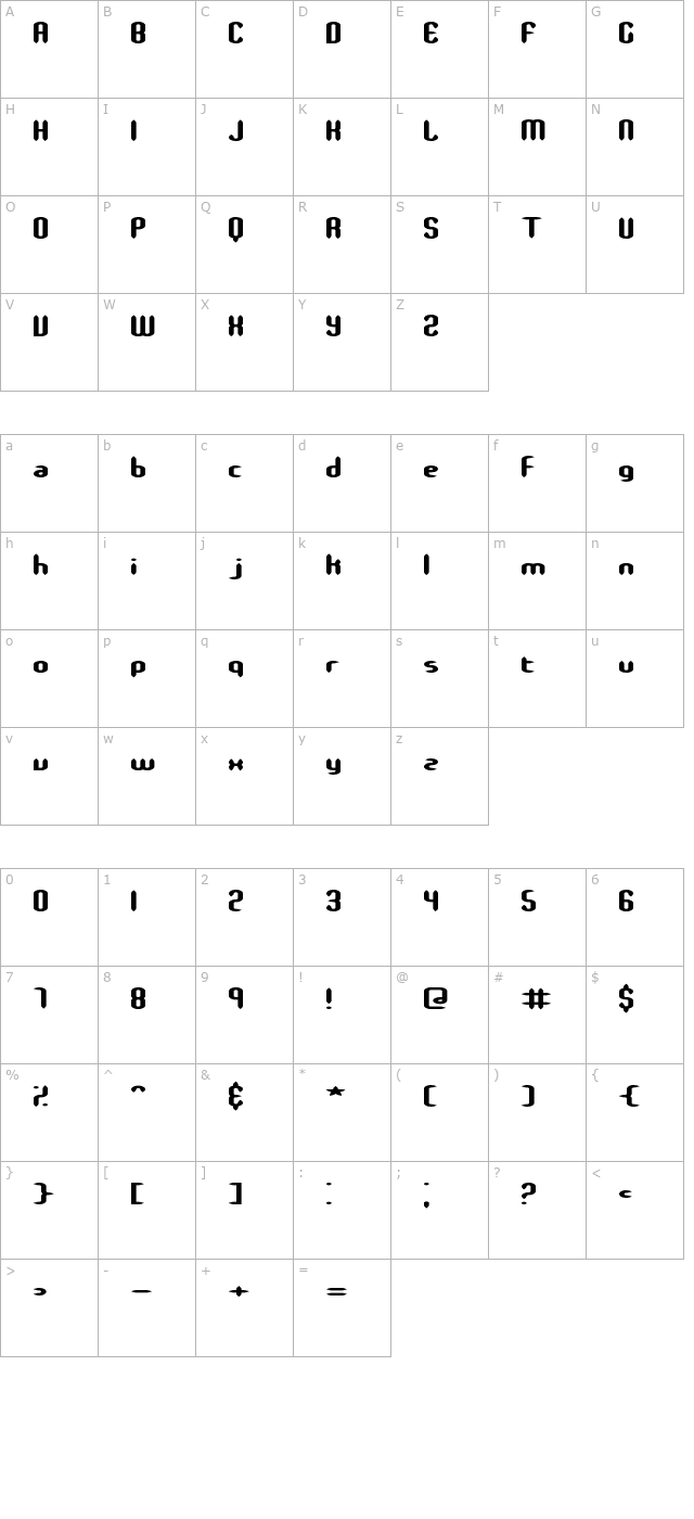 Slender Stubby BRK character map