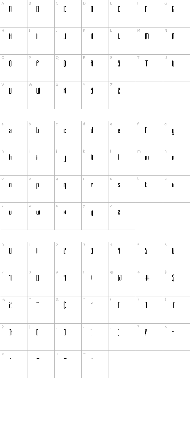 slender-wide-brk character map