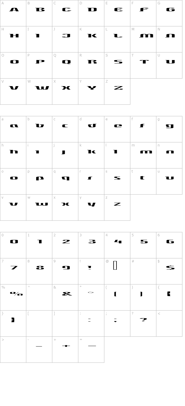 slick character map