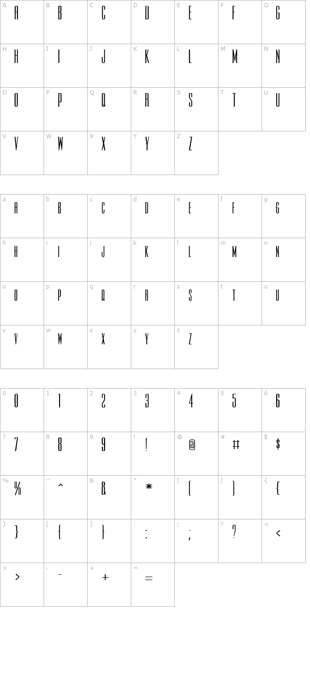 slim-jim-extended-bold character map