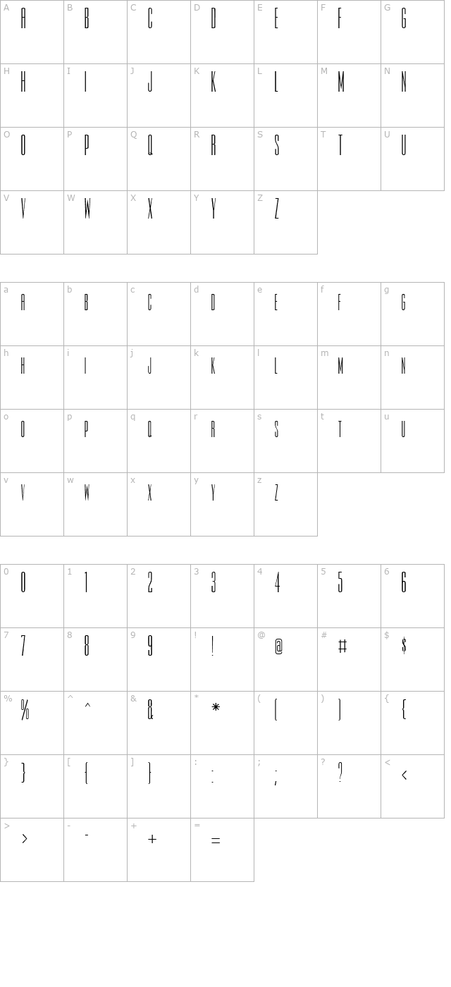 slim-jim-normal character map