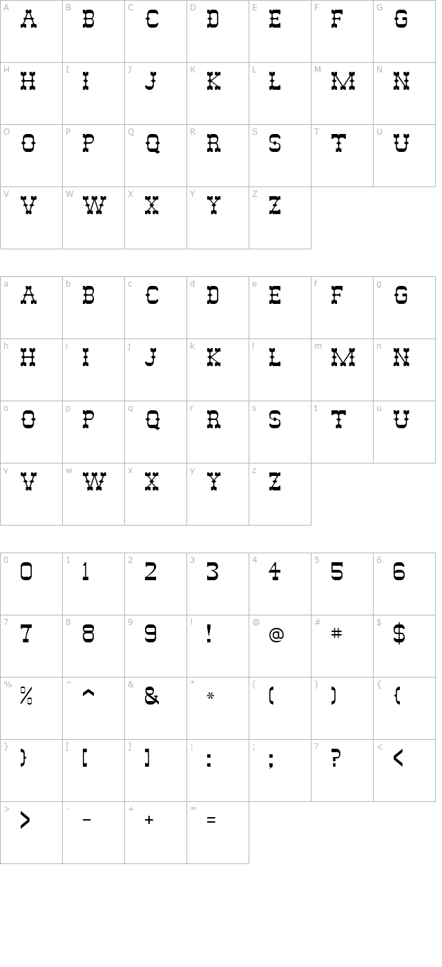 Slim Pickens SSi character map