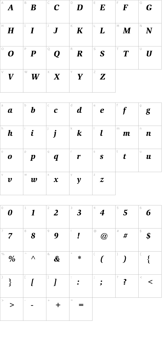 SlimbachStd-BlackItalic character map