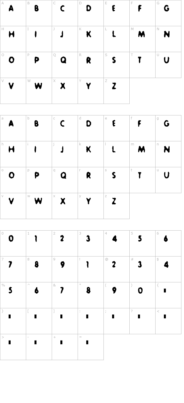 sludge-bucket character map