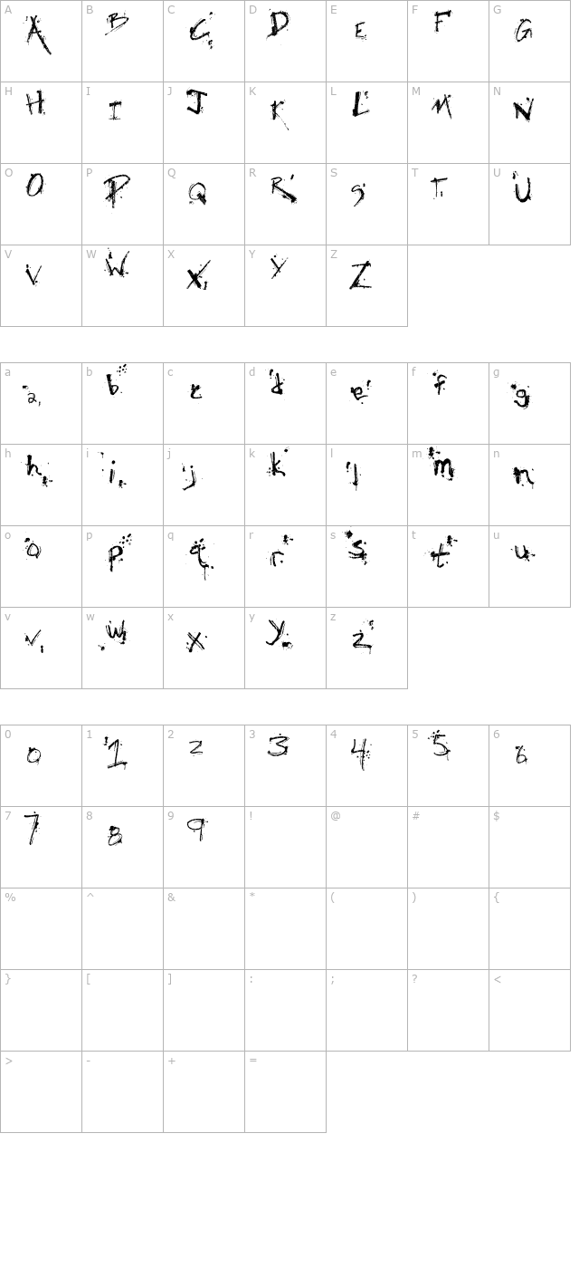 SM_obscenisM Bold character map