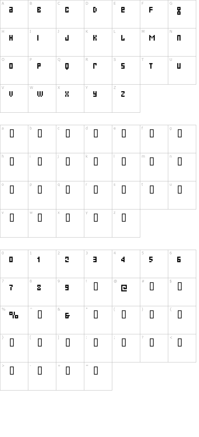 Small Talk Alt Caps Tight character map