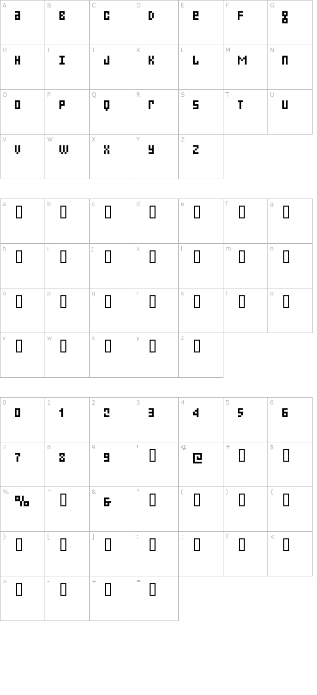 Small Talk Alt Caps Wide character map