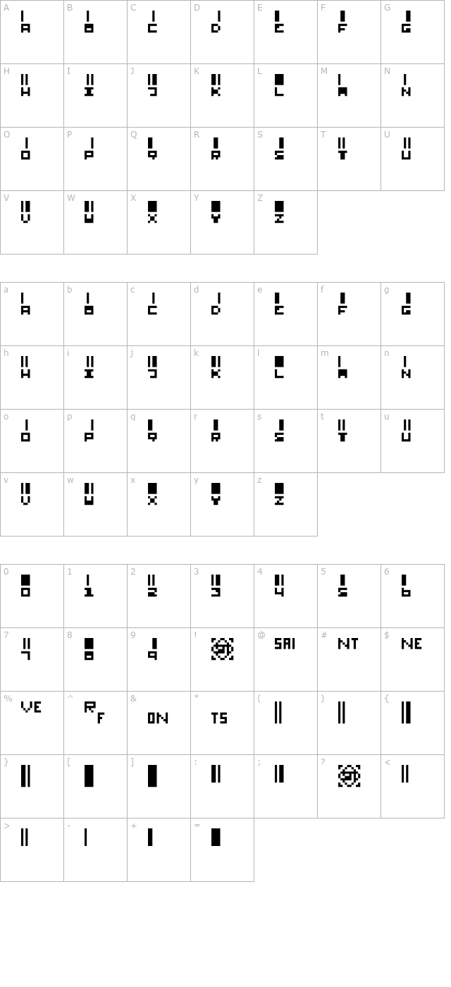 smallbars character map